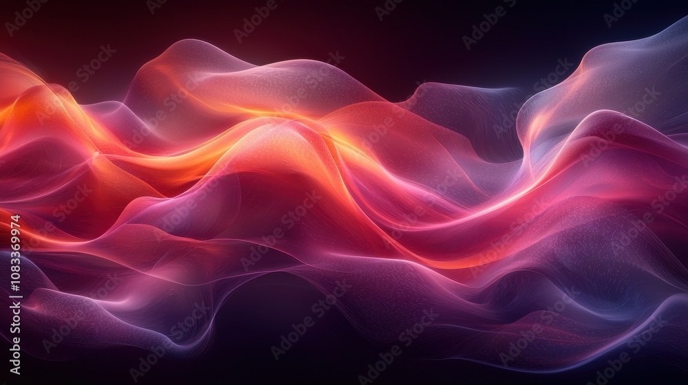 Fototapeta premium Colorful flowing abstract waves create a mesmerizing visual effect during a quiet evening in a digital art setting