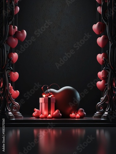 Delicate cute sweet 3D heart gradient.Abstract Happy Valentine's Day banner in y2k style.Greeting card.Candy colors.Vector stock illustration. photo