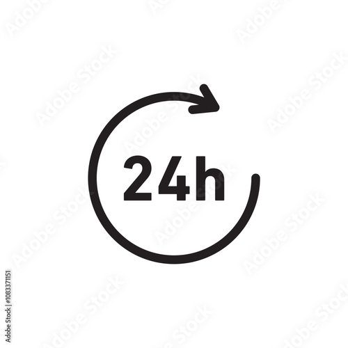 24 Hour Time thin line vector icon