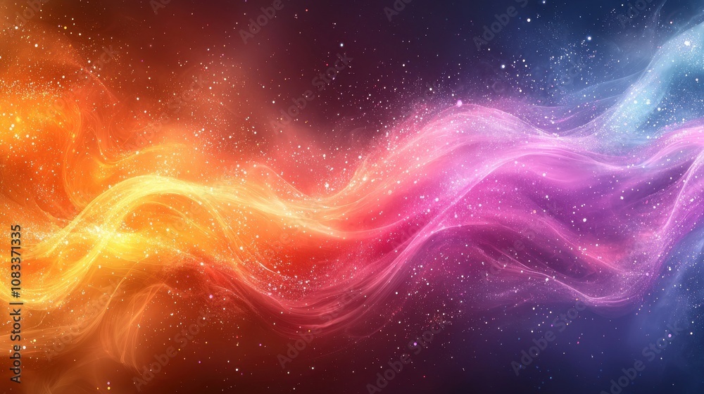 Fototapeta premium Colorful cosmic swirling patterns create a mesmerizing visual experience in deep space at night