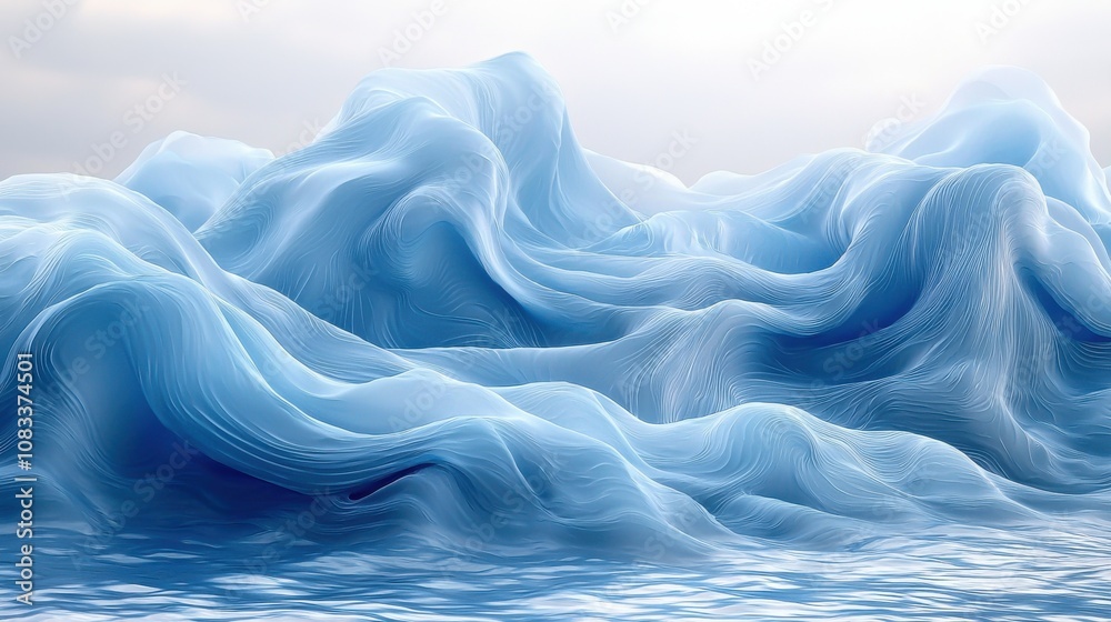 Obraz premium Beautiful blue ocean waves create a serene landscape under a calm sky at dawn over the open sea