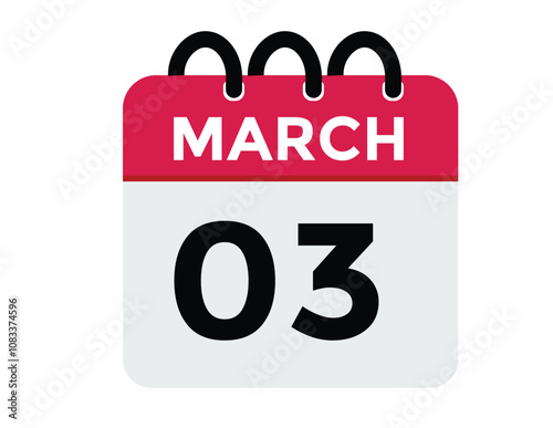 March 3 calendar icon Date Month calendar icon vector illustration