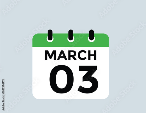 March 3 calendar icon Date Month calendar icon vector illustration