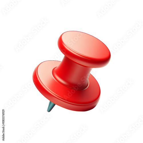 Red Push Pin 3D Render Icon photo