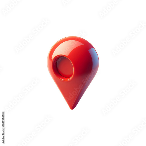 Red Map Pin 3D Render Icon photo