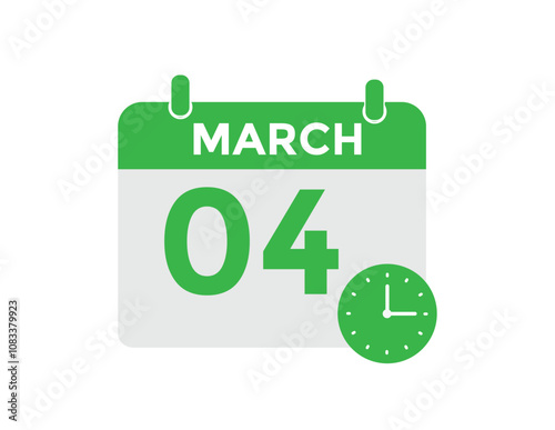 March 4 calendar icon Date Month calendar icon vector illustration
