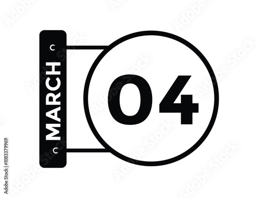 March 4 calendar icon Date Month calendar icon vector illustration
