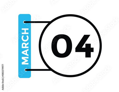 March 4 calendar icon Date Month calendar icon vector illustration
