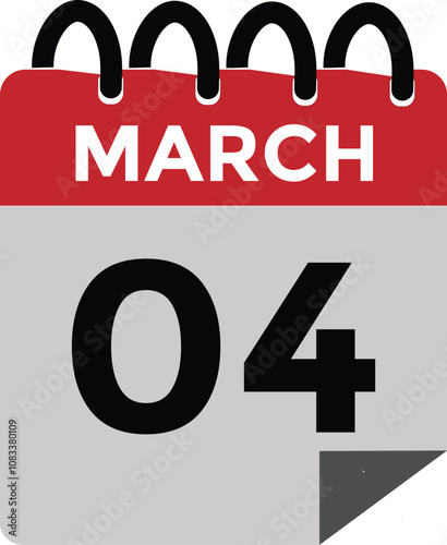 March 4 calendar icon Date Month calendar icon vector illustration
