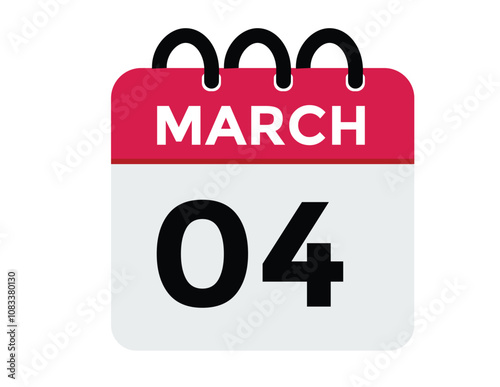 March 4 calendar icon Date Month calendar icon vector illustration
