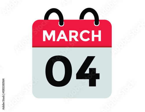 March 4 calendar icon Date Month calendar icon vector illustration
