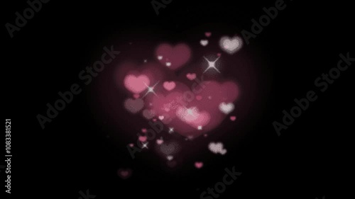 falling drops heart love animation with motion graphic clip template. HD resolution with hyper realistic 4K Background.