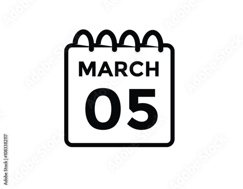 March 5 calendar icon Date Month calendar icon vector illustration