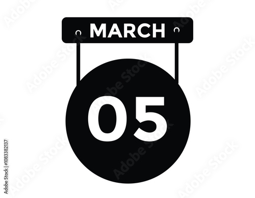 March 5 calendar icon Date Month calendar icon vector illustration