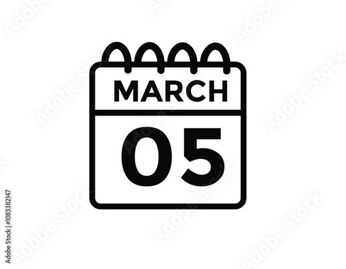 March 5 calendar icon Date Month calendar icon vector illustration