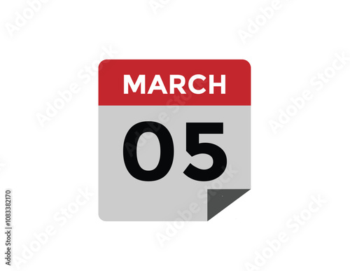 March 5 calendar icon Date Month calendar icon vector illustration