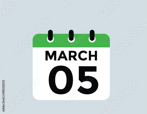 March 5 calendar icon Date Month calendar icon vector illustration