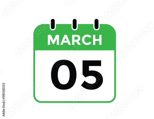 March 5 calendar icon Date Month calendar icon vector illustration