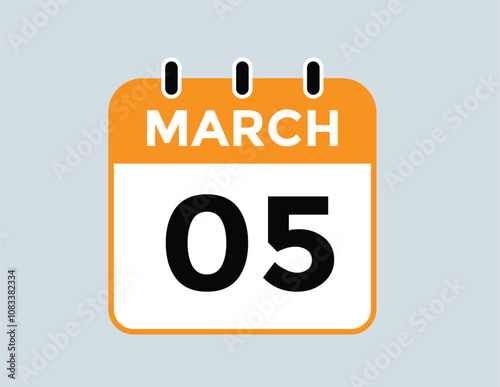 March 5 calendar icon Date Month calendar icon vector illustration