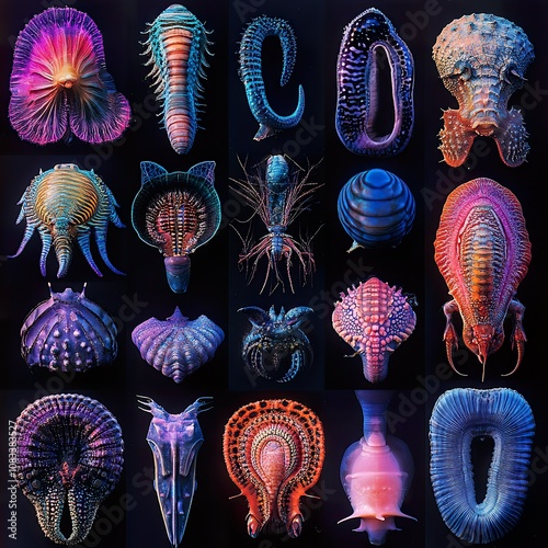 A Collection of Diverse and Colorful Marine Organisms