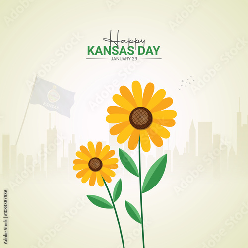 Happy Kansas Day. Kansas Day creative ads design for social media design, January 29. Important day

