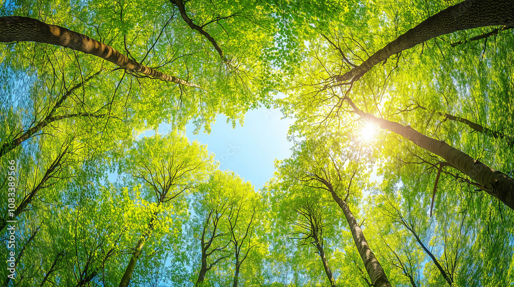 Fototapeta premium serene forest landscape with sunlight filtering through trees