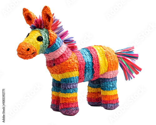 Mini piñata in the shape of a donkey on transparent background photo