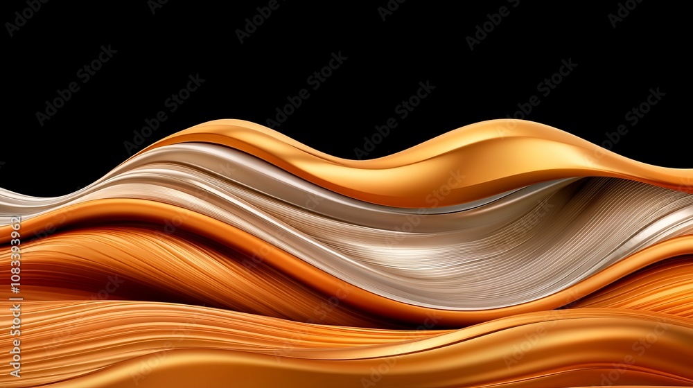 Obraz premium Abstract Gold and Silver Wavy Lines Modern Background Graphic Design Element
