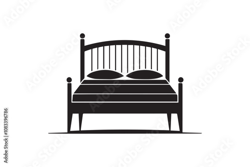 sleeping bed vector silhouette isolated in white background