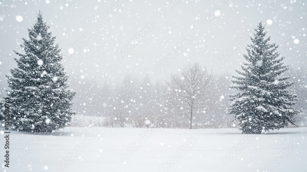 custom made wallpaper toronto digitalSnowy Landscape with Evergreen Trees and Falling Snow