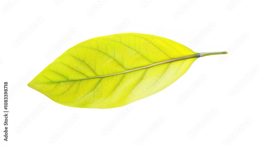 Obraz premium Bay Leaf Isolated on White Background - A Symbol of Flavor and Tradition. The Green Bay Leaf with Its Distinctive Shape and Texture, Standing Alone Against the Purity of White. Its Curves and Veins