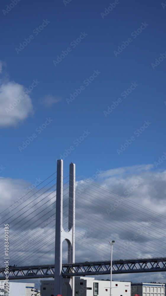 Fototapeta premium higashi kobe bridge taken from sunshine warf KOBE with clear sky