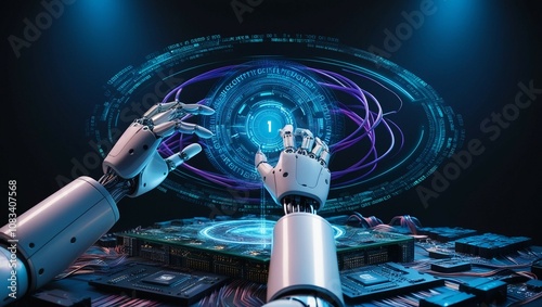 Digital World and Metaverse Innovation – AI Hands, Robotics, Big Data Analytics, and Future Technology Security Systems photo