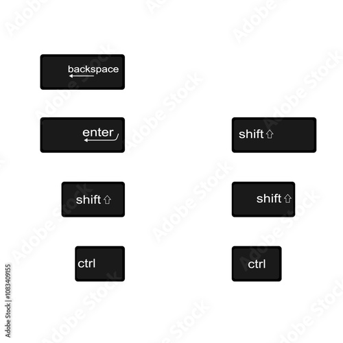 shift, backspace, enter, ctrl computer key button on white

