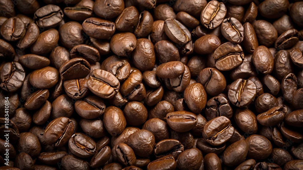 Fototapeta premium Roasted coffee beans background texture.