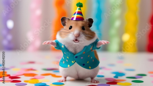 Cheerful Hamster Ready for a Celebration photo