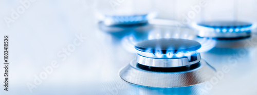 Blaue Gasflammen vor hellem Hintergrund