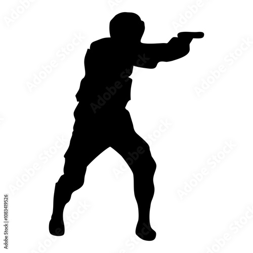 silhouette of a policeman holding a gun