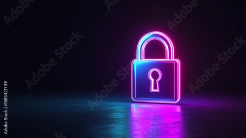 Neon Lock Security Icon photo