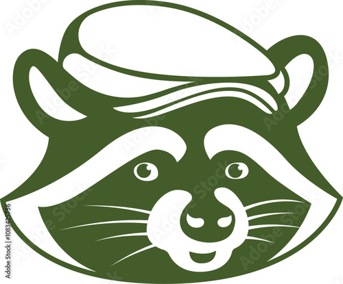 cartoon image of a raccoon with classic golf hat vector illustration