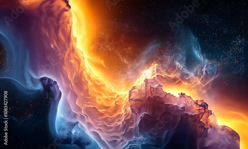 A vibrant cosmic landscape showcasing colorful nebulae and stars.