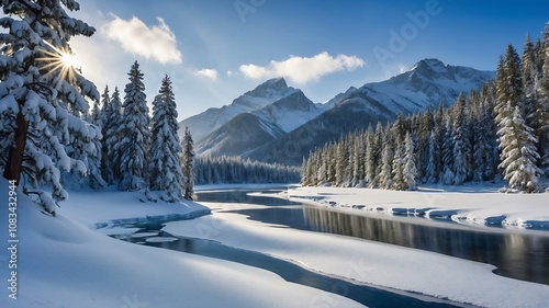 SnowyMountainValleyBackgrounds, WinterLandscapeVisuals, SnowCoveredNatureScenes, FrozenValleyDesigns
 photo