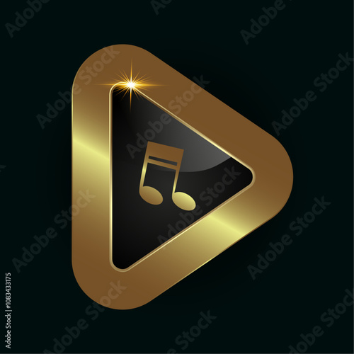 Luxury Abstract play button gold symbol design. playing button vector design and premium Music note button vector. player simple icons set designed in filled, outline