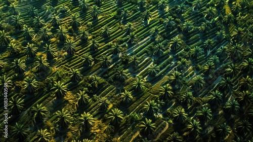 Aerial View of Palm Tree Plantation  photo