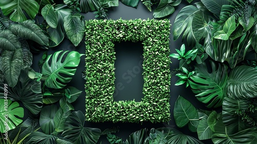 Net zero logo with green leaves and energy icons, 3D illustration photo