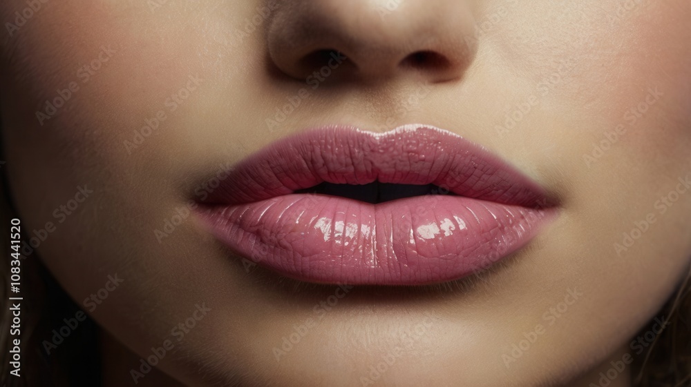 Naklejka premium Close-Up of Glossy Lips
