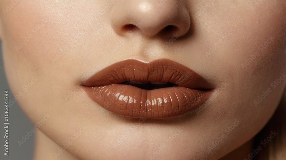 Naklejka premium Close-Up of Glossy Lips