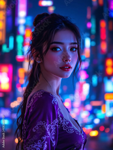 Neo-Tokyo Nights: Cyberpunk Elegance Under Neon Lights photo