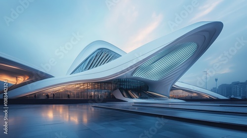 A futuristic building designed in the style