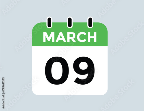 March 9 calendar icon Date Month calendar icon vector illustration
